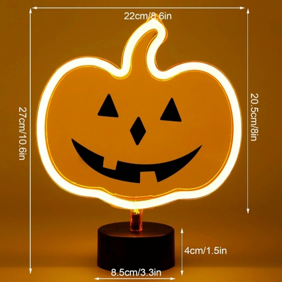 Jack o Lantern Pumpkin Neon Sign Light Warm White Halloween Party Jackolantern - Picture 5 of 9